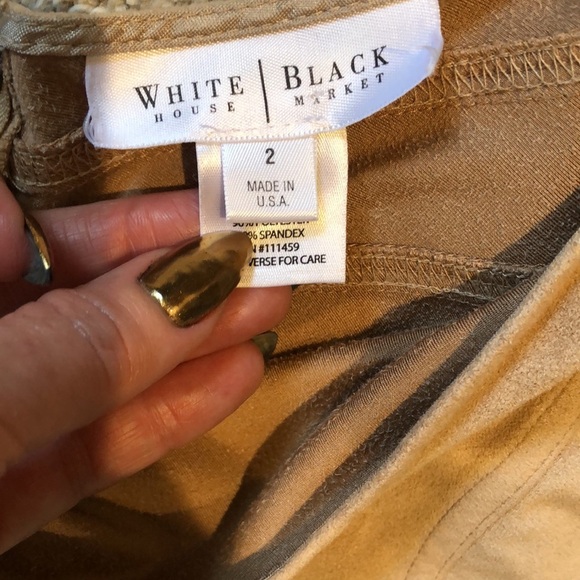 White House black market ultrasuede camel color swing midi skirt flare bottom 2 - Picture 4 of 9